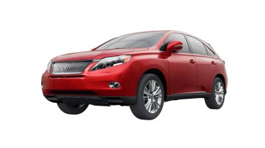 Beyaz izole edilmiş gölgesi olmayan birinci sınıf bir SUV. 3d oluşturma