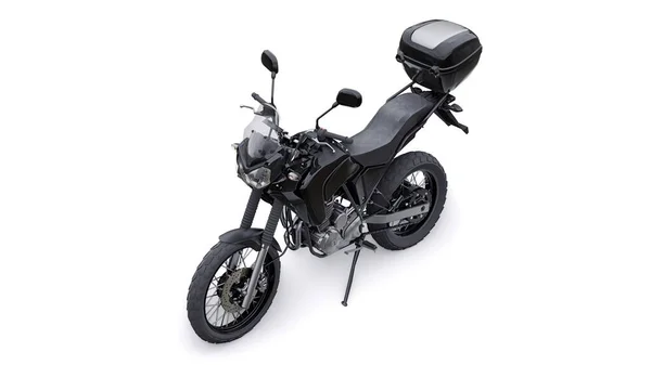 Чорний Легкий Туристичний Ендуро Мотоцикл Ілюстрація — стокове фото