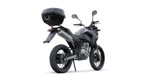 黑色轻型旅游内胎摩托车3D插图 — 图库照片