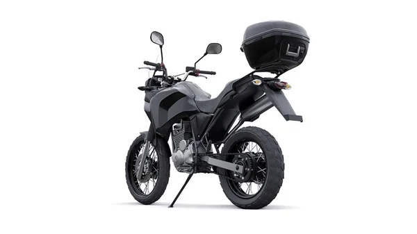 黑色轻型旅游内胎摩托车3D插图 — 图库照片