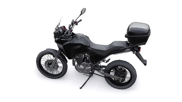 Zwarte Lichtgewicht Toeristische Enduro Motorfiets Illustratie — Stockfoto