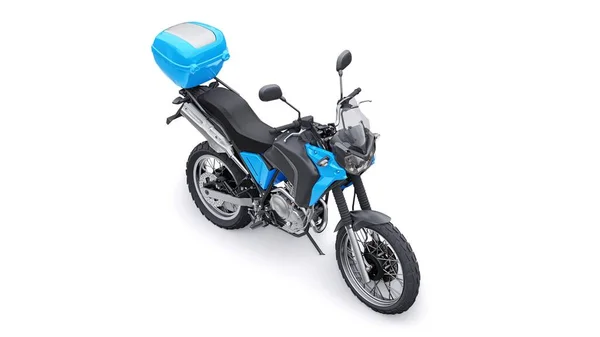 蓝色轻型旅游内胎摩托车3D插图 — 图库照片