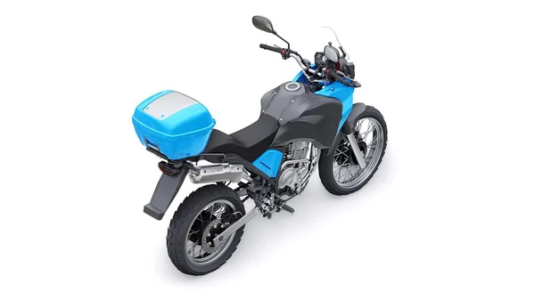 Kék Könnyű Turisztikai Enduro Motorkerékpár Illusztráció — Stock Fotó