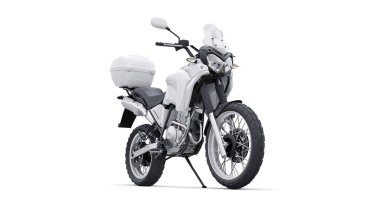 White lightweight touristic enduro motorcycle 3d illustration. clipart