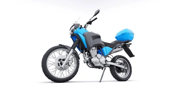 蓝色轻型旅游内胎摩托车3D插图 — 图库照片