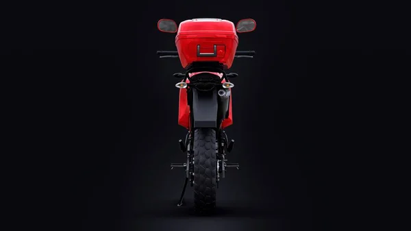 Moto Enduro Touristique Légère Rouge Sur Noir Illustration — Photo