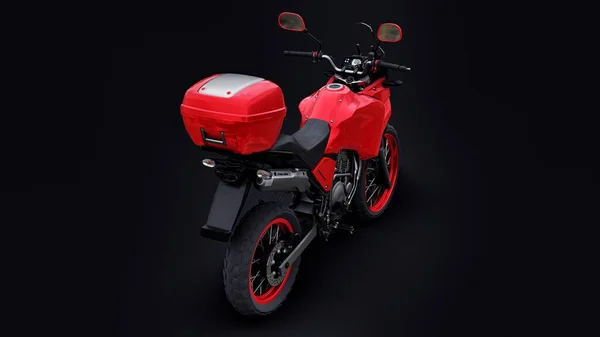 Червоний Легкий Туристичний Ендуро Мотоцикл Чорному Ілюстрація — стокове фото