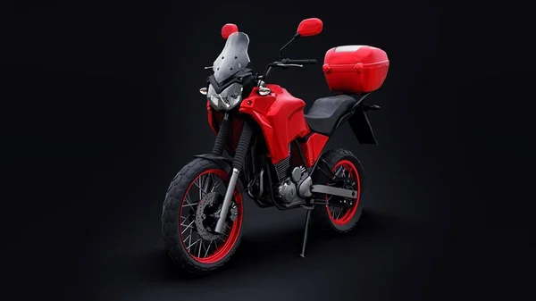 Красный Легкий Туристический Эндуро Мотоцикл Черном Иллюстрация — стоковое фото