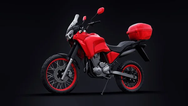 黑色的红色轻型旅游内胎摩托车 3D说明 — 图库照片