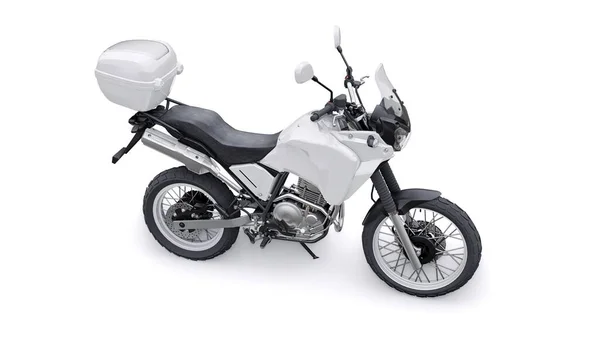 白色轻型旅游内胎摩托车3D插图 — 图库照片