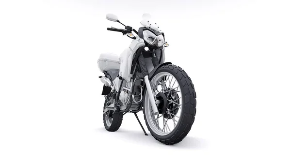 白色轻型旅游内胎摩托车3D插图 — 图库照片