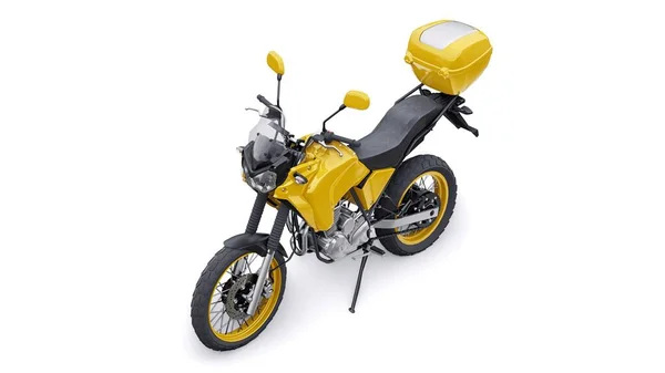 Sárga Könnyű Turisztikai Enduro Motorkerékpár Illusztráció — Stock Fotó