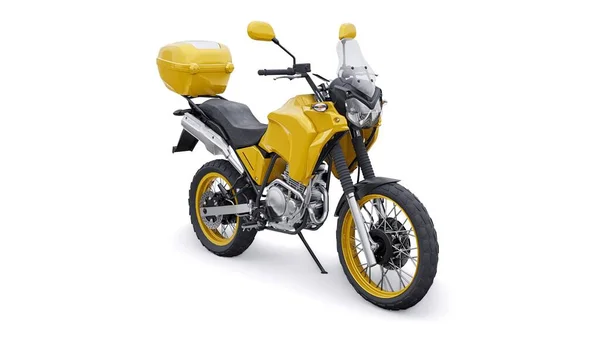 Желтый Легкий Туристический Мотоцикл Enduro Иллюстрация — стоковое фото