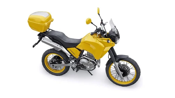 黄轻型旅游内胎摩托车3D插图 — 图库照片