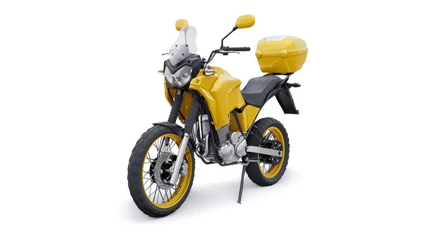 Żółty Lekki Turysta Enduro Motocykl Ilustracja — Zdjęcie stockowe