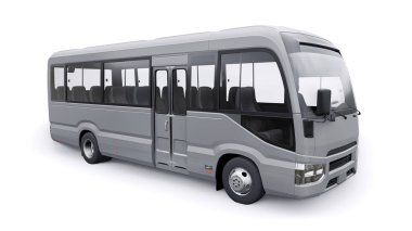 Şehir için küçük otobüs ve seyahat için banliyö. Tasarım ve reklam için boş gövdeli bir araba. 3d illüstrasyon.