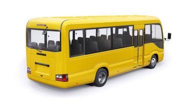 White Small bus for urban and suburban for travel. Car with empty body for design and advertising. 3d illustration.