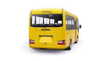 White Small bus for urban and suburban for travel. Car with empty body for design and advertising. 3d illustration.
