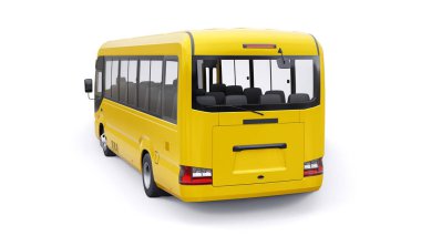 White Small bus for urban and suburban for travel. Car with empty body for design and advertising. 3d illustration.