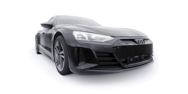 Tula, Rusya. 25 Ocak 2022: Audi E-Tron GT 2021. Birinci sınıf spor sedan. Araba beyaz arka planda izole edilmiş. 3d oluşturma