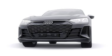 Tula, Rusya. 25 Ocak 2022: Audi E-Tron GT 2021. Birinci sınıf spor sedan. Araba beyaz arka planda izole edilmiş. 3d oluşturma