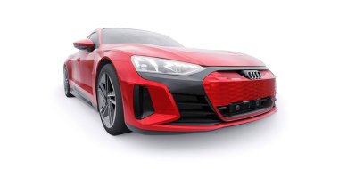 Tula, Rusya. 25 Ocak 2022: Audi E-Tron GT 2021. Birinci sınıf spor sedan. Araba beyaz arka planda izole edilmiş. 3d oluşturma
