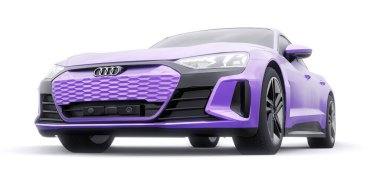 Tula, Rusya. 25 Ocak 2022: Audi E-Tron GT 2021. Birinci sınıf spor sedan. Araba beyaz arka planda izole edilmiş. 3d oluşturma