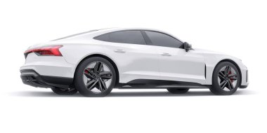 Tula, Rusya. 25 Ocak 2022: Audi E-Tron GT 2021. Birinci sınıf spor sedan. Araba beyaz arka planda izole edilmiş. 3d oluşturma