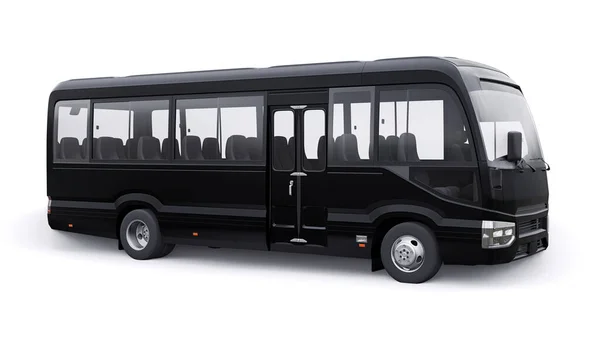 Black Small Bus Travel Car Empty Body Design Advertising Illustration — Stock Photo, Image