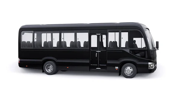 Black Small Bus Travel Car Empty Body Design Advertising Illustration — Stock Photo, Image