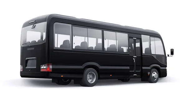 Black Small Bus Travel Car Empty Body Design Advertising Illustration — Stock Photo, Image