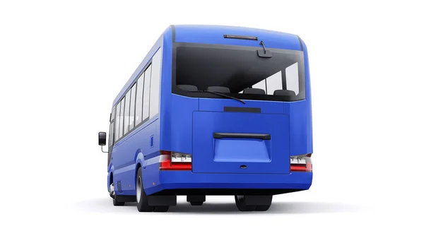 Blue Small Bus Travel Car Empty Body Design Advertising Illustration — Stock Photo, Image