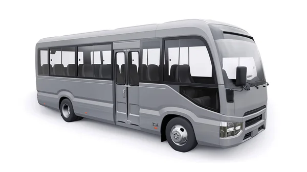去市区和郊区旅行的小巴 车体空旷 用于设计和广告 3D说明 — 图库照片