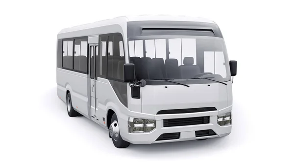 White Small Bus Urban Suburban Travel Car Empty Body Design — Stockfoto