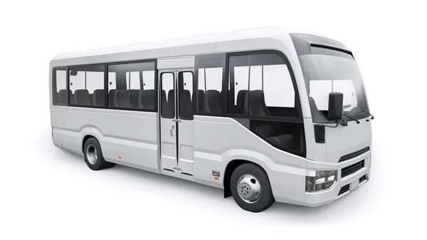Biały Mały Autobus Dla Miejskich Podmiejskich Podróży Samochód Pustym Nadwoziem — Zdjęcie stockowe