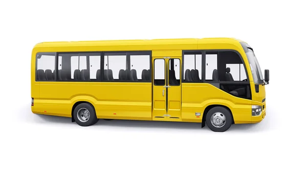 White Small Bus Urban Suburban Travel Car Empty Body Design — Stok Foto