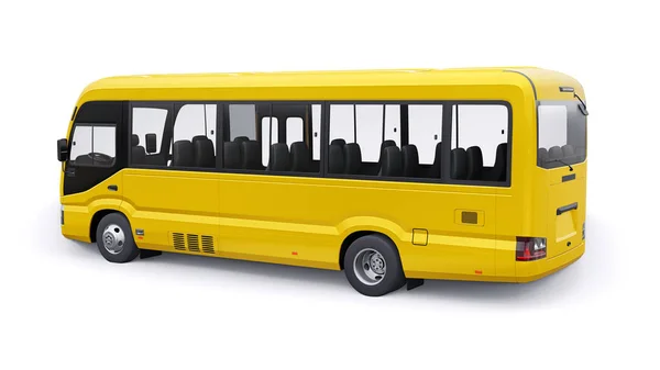 White Small Bus Urban Suburban Travel Car Empty Body Design — 图库照片