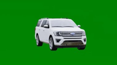 Tula, Rusya. 20 Ocak 2022: Ford Expedition 2019 White Premium Family SUV yeşil ekranda izole edildi. 3d oluşturma.