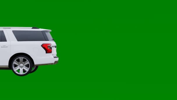 俄罗斯 2022年1月20日 Ford Expedition 2019 White Premium Family Suv在绿屏上被隔离 3D渲染 — 图库视频影像