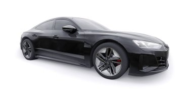 Tula, Rusya. 25 Ocak 2022: Audi E-Tron GT 2021. Birinci sınıf spor sedan. Araba beyaz arka planda izole edilmiş. 3d oluşturma