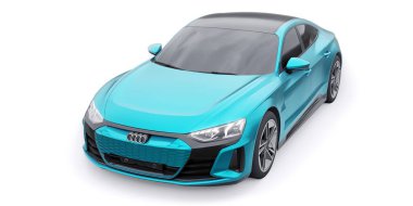 Tula, Rusya. 25 Ocak 2022: Audi E-Tron GT 2021. Birinci sınıf spor sedan. Araba beyaz arka planda izole edilmiş. 3d oluşturma