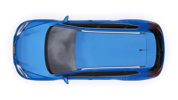 蓝色中型家庭城市Suv车 白色背景 3D插图 — 图库照片