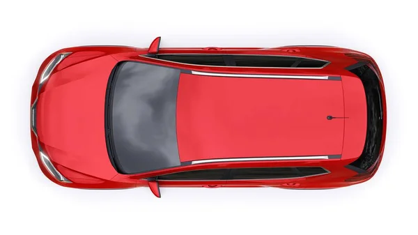 白色背景的红色中型家庭城市Suv车 3D插图 — 图库照片