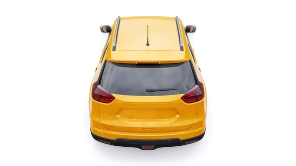 Amarelo Mid Size Família Carro Suv Urbano Fundo Branco Ilustração — Fotografia de Stock