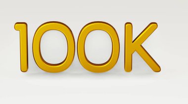 100K Altın 3d görüntü. 100.000 takipçi.