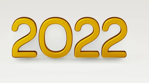 2022年金3D数字 金色文字3D插图 — 图库照片