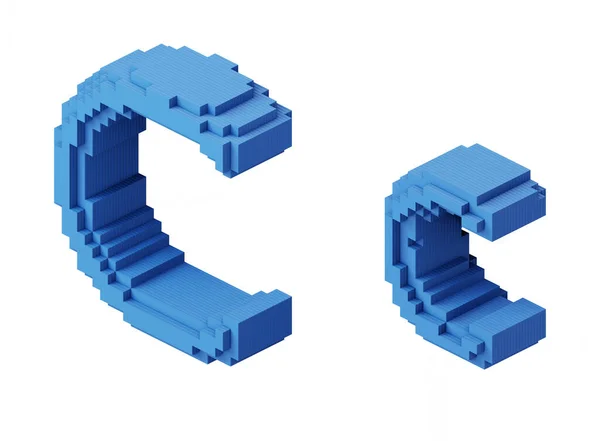 Lettre Forme Bloc Pixel Avec Des Cubes Bleus Illustration — Photo