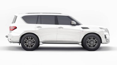 Tula, Rusya. 30 Ocak 2022: Nissan Devriyesi 2021 Beyaz Premium Ailesi SUV beyaz arka planda izole edildi. 3d oluşturma.