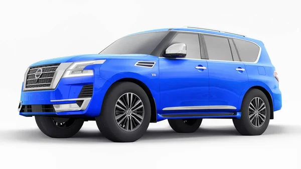 Tula Rosja Stycznia 2022 Nissan Patrol 2021 Blue Premium Family — Zdjęcie stockowe