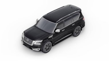 Tula, Rusya. 30 Ocak 2022: Nissan Devriyesi 2021 Siyah Premium Ailesi SUV beyaz arka planda izole edildi. 3d oluşturma.